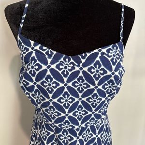 Old Navy Blue & White Fit & Flare Sun Dress. Size L